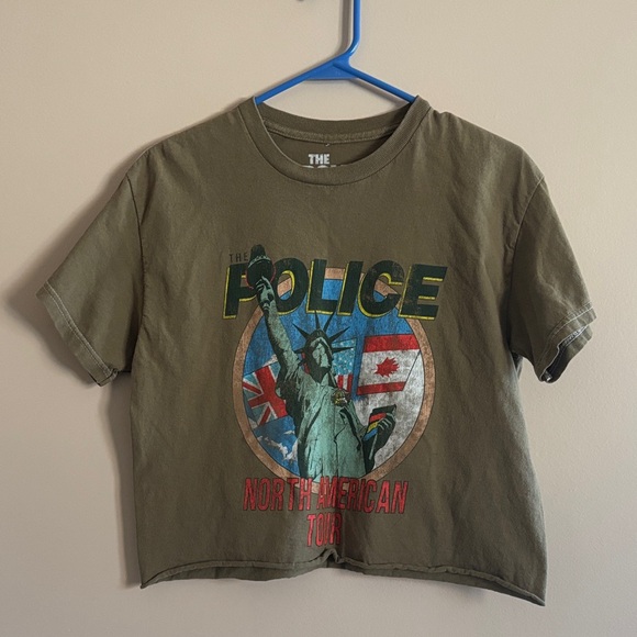 Police Tops - Police Olive Graphic Tee with Statue Design and pink tank top, set of two